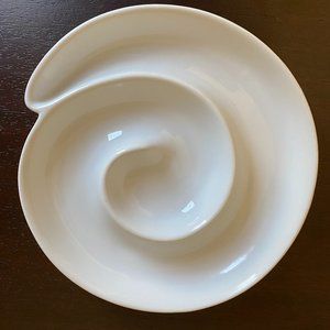 Crate&Barrel White Porcelain Appetizer Snack Dish